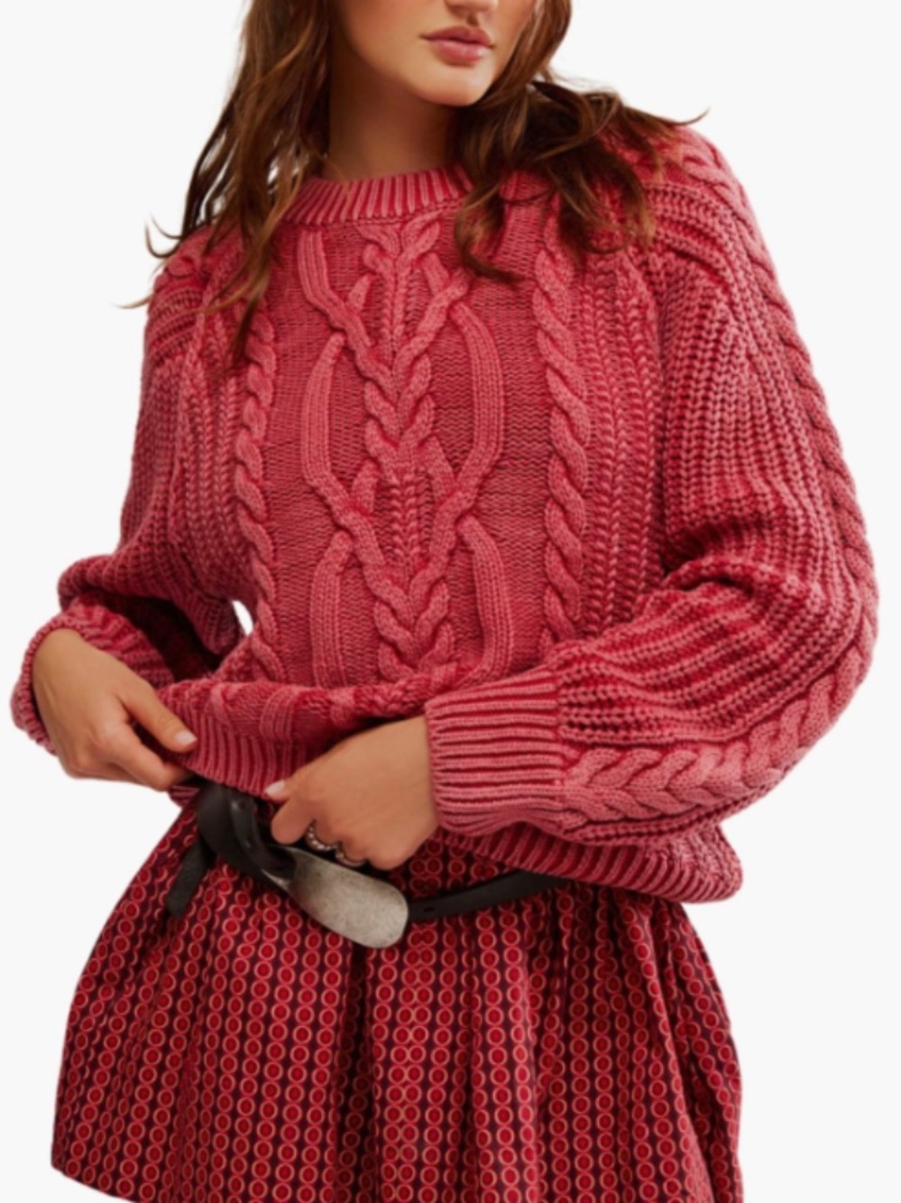 Free People Frankie Cable Knit Sweater Size S